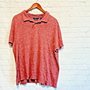 Perry Ellis Mens Size XL Red Short Sleeve Collar Button Polo Slub Shirt
